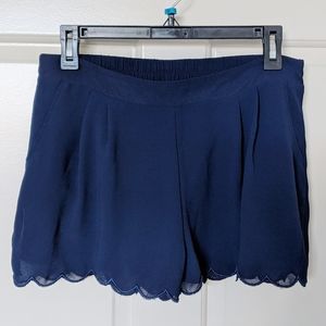 Navy Blue Shorts with Scalloped Hem